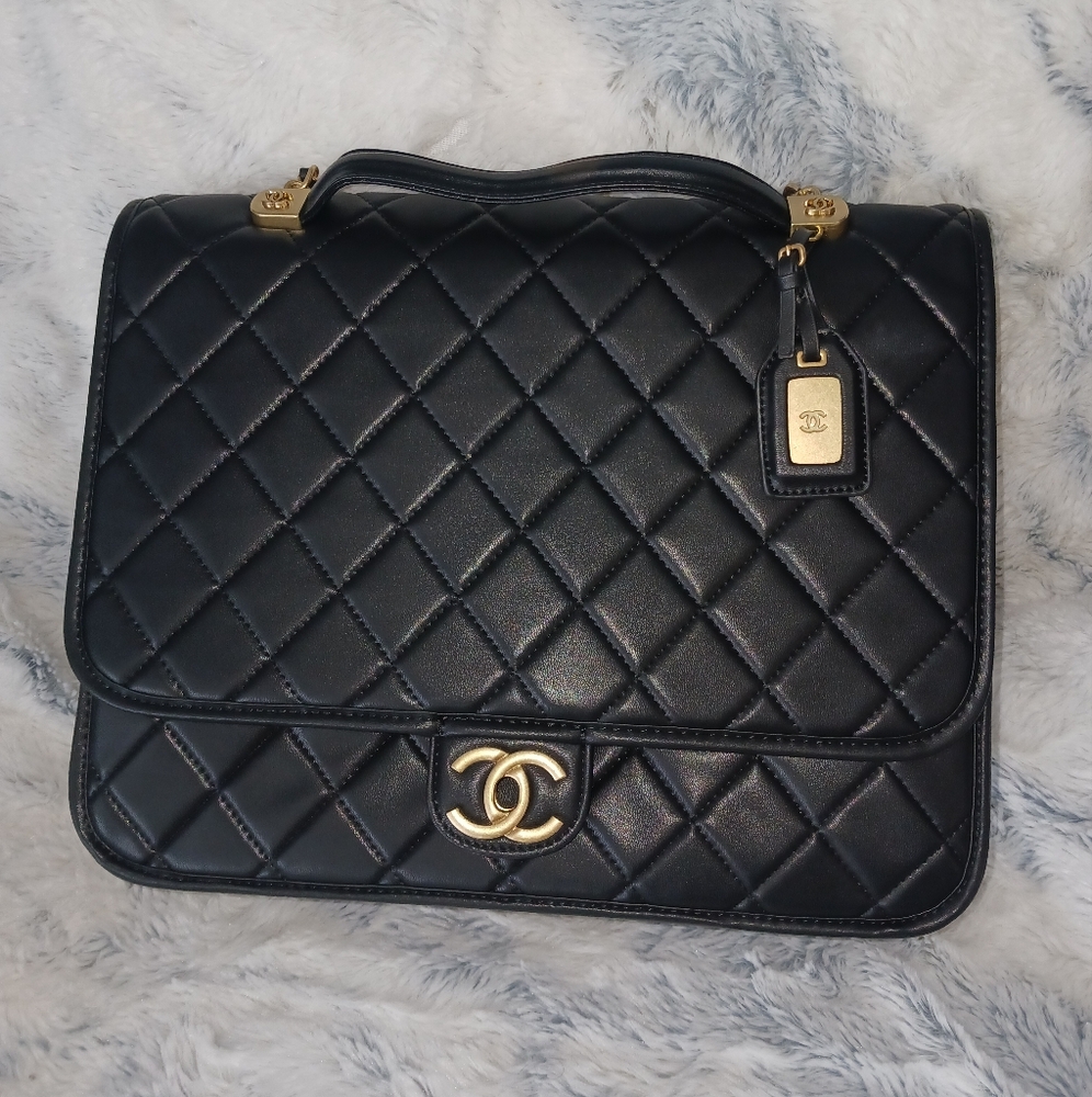 Chanel Black Quilted Leather Backpack Purse